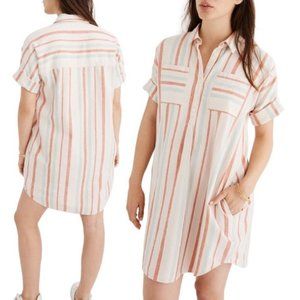 Madewell Striped Linen Popover Shirt Dress